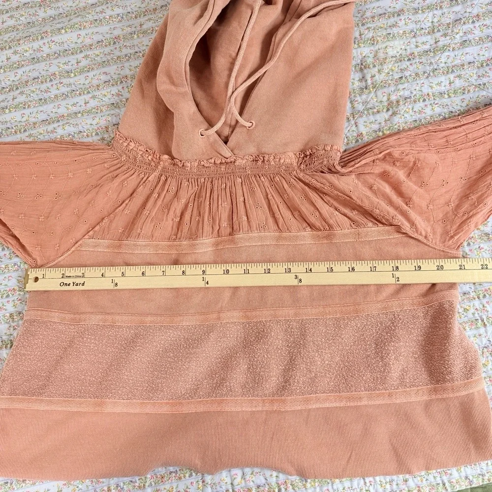 Free People Piper Pieced Crop Pullover Hoodie Mango XS Boho Casual Cozy Soft Fit